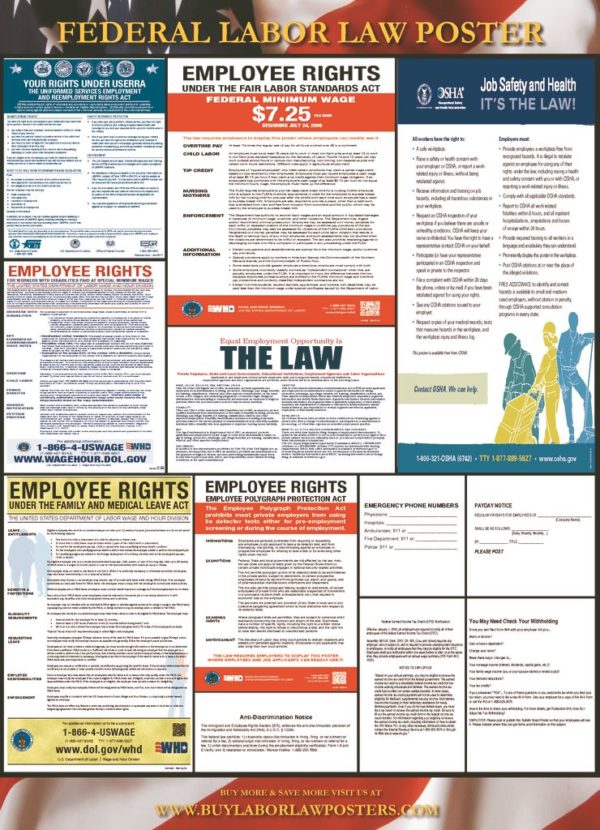 2018 Federal Labor Law Poster $12.87 & Free Shipping | Buy Labor Law ...