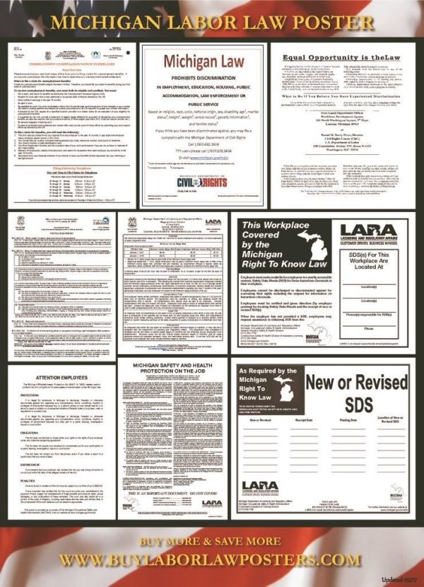 2017 Michigan Labor Law Poster Full Color Laminated Buy Labor Law Posters